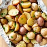 Grilled potatoes in foil.