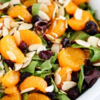 Mandarin orange salad in a white bowl.