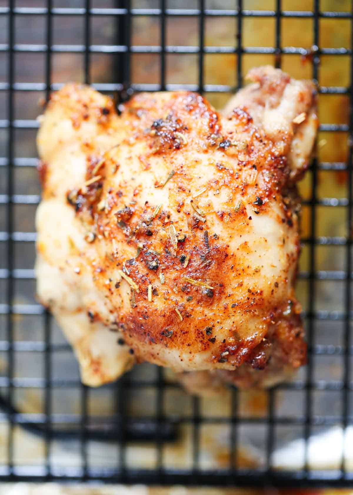 Chicken thighs cooked in the oven.
