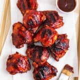 BBQ chicken on a pan.