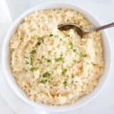 Risotto in a white bowl.