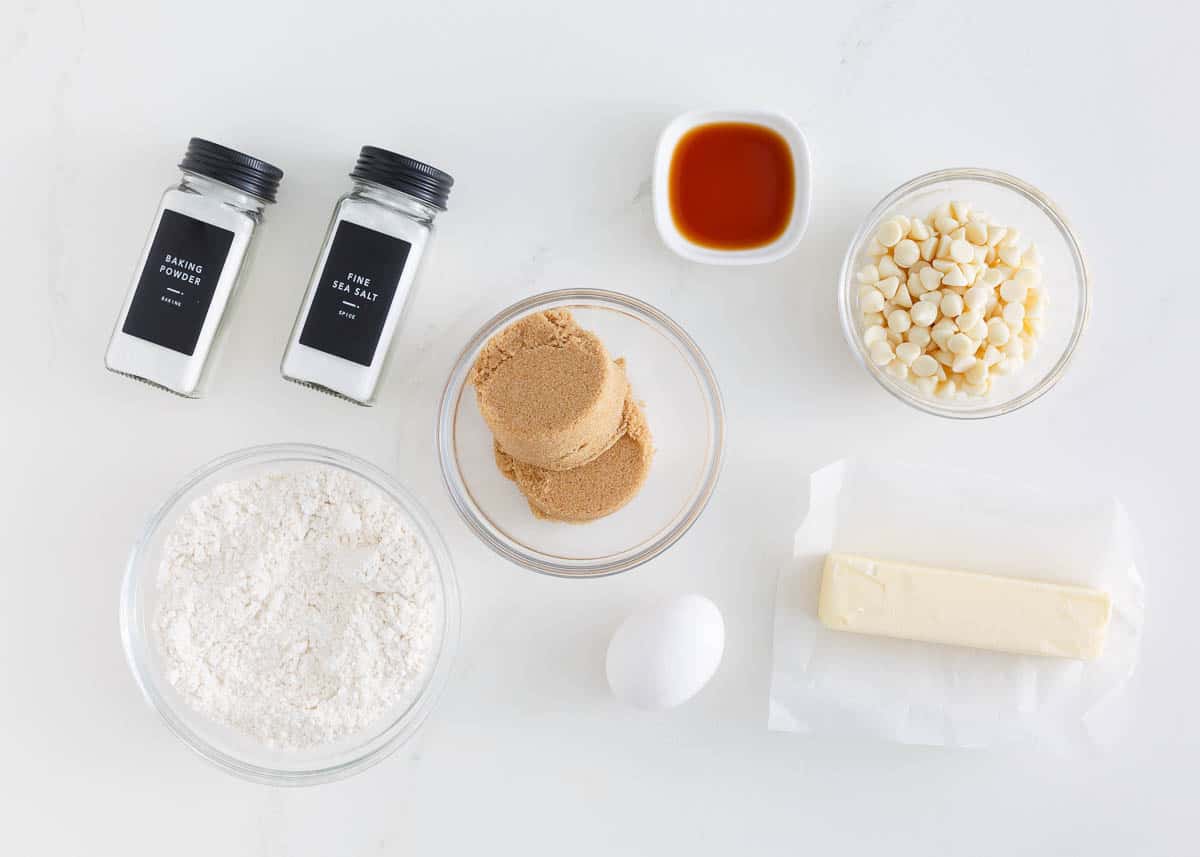 Blondies ingredients on the counter.