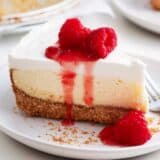 Cheesecake on a white plate.
