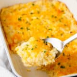 Spoonful of hashbrown casserole.