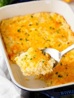Spoonful of hashbrown casserole.