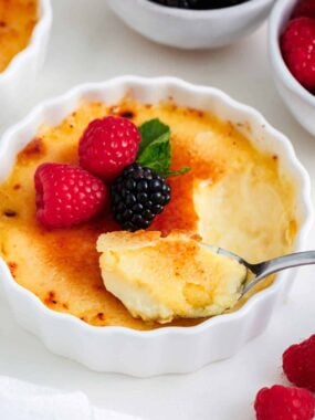Spoonful of creme brulee.