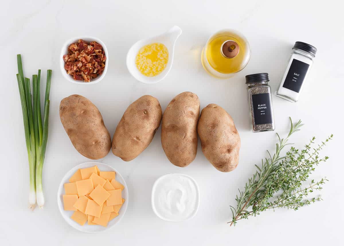 Hasselback potato ingredients on the counter.