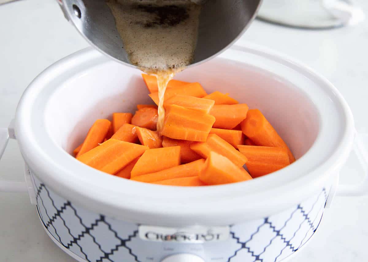 Showing how to make brown sugar glazed carrots.