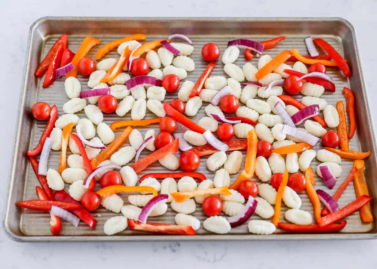 Gnocchi on a sheet pan. 