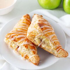Apple turnover on a plate.