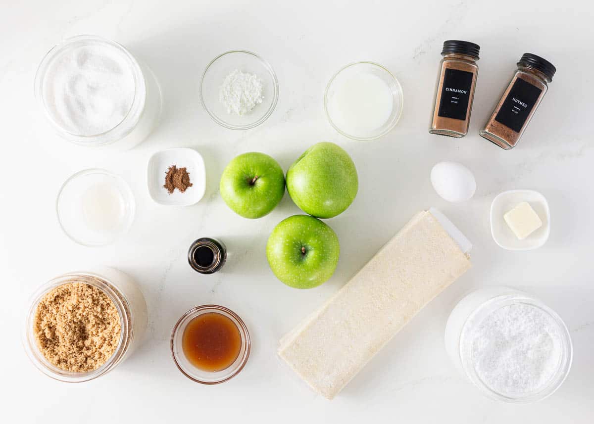 Apple turnover ingredients on the counter.