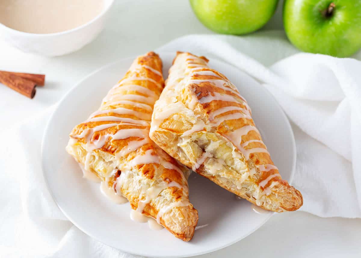 Apple turnover on a plate.