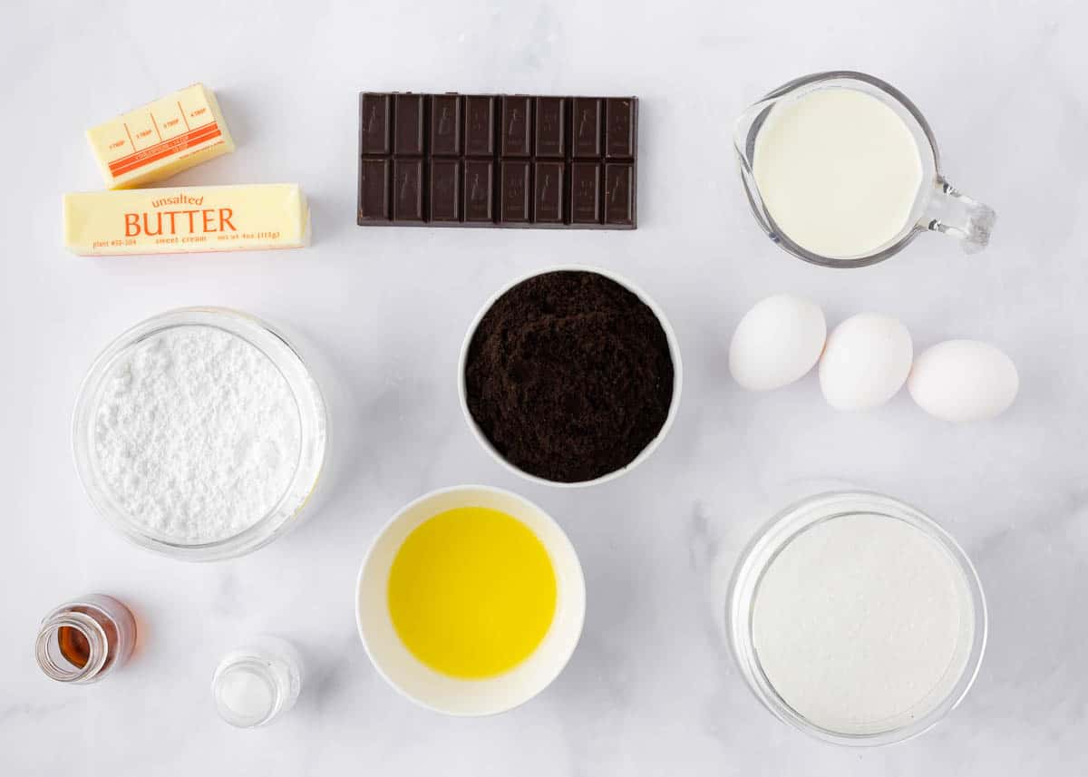 Ingredients for french silk pie recipe. 