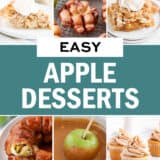 Photo collage of easy apple desserts.