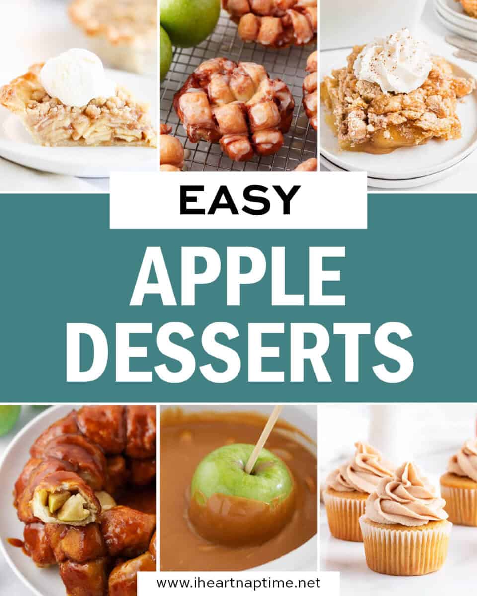 Photo collage of easy apple desserts.