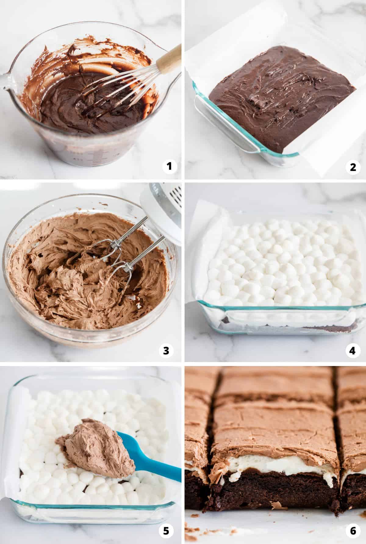 How to make marshmallow brownies in six steps. 