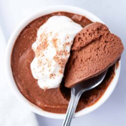 Spoonful of chocolate mousse.