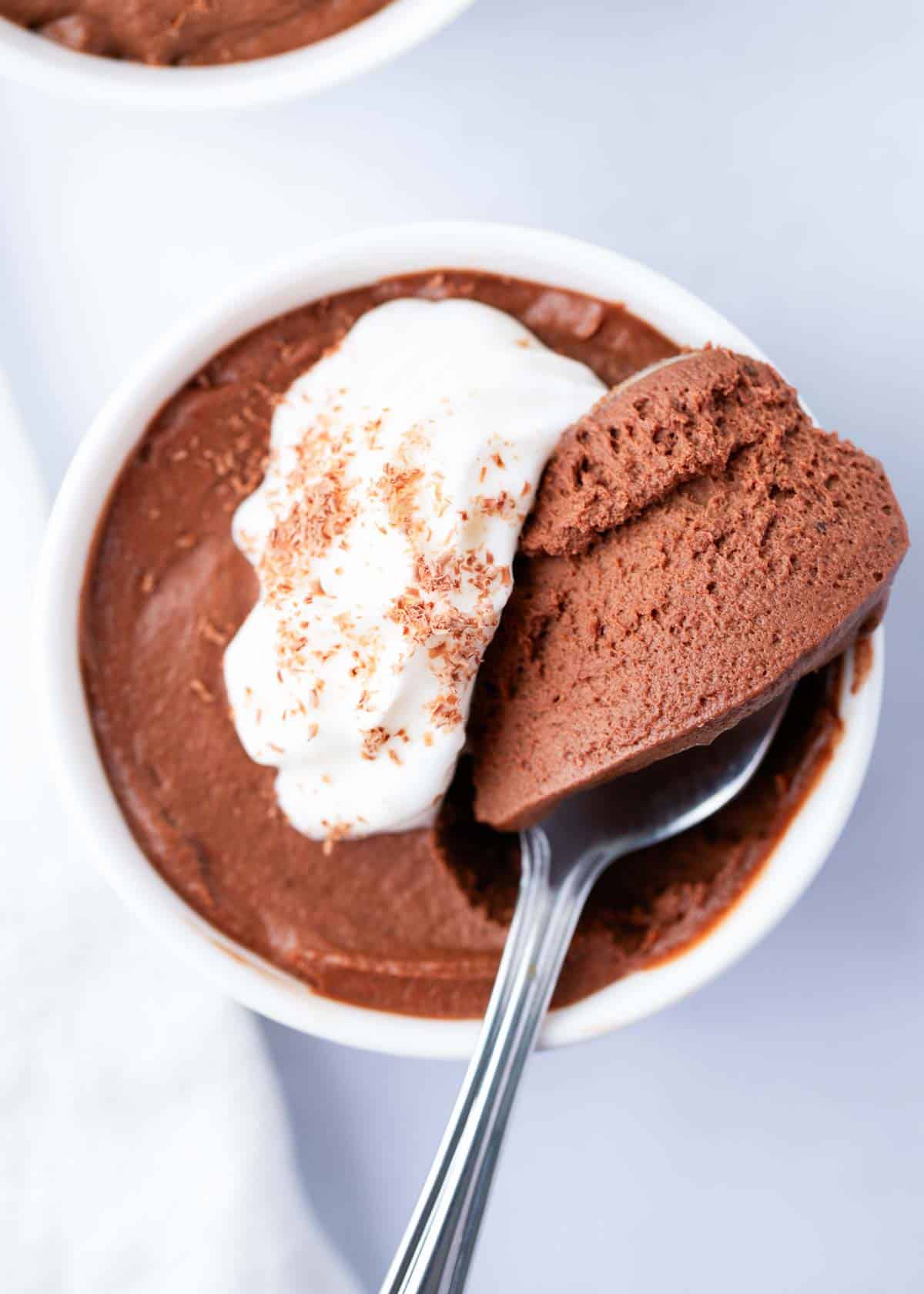 Spoonful of chocolate mousse.