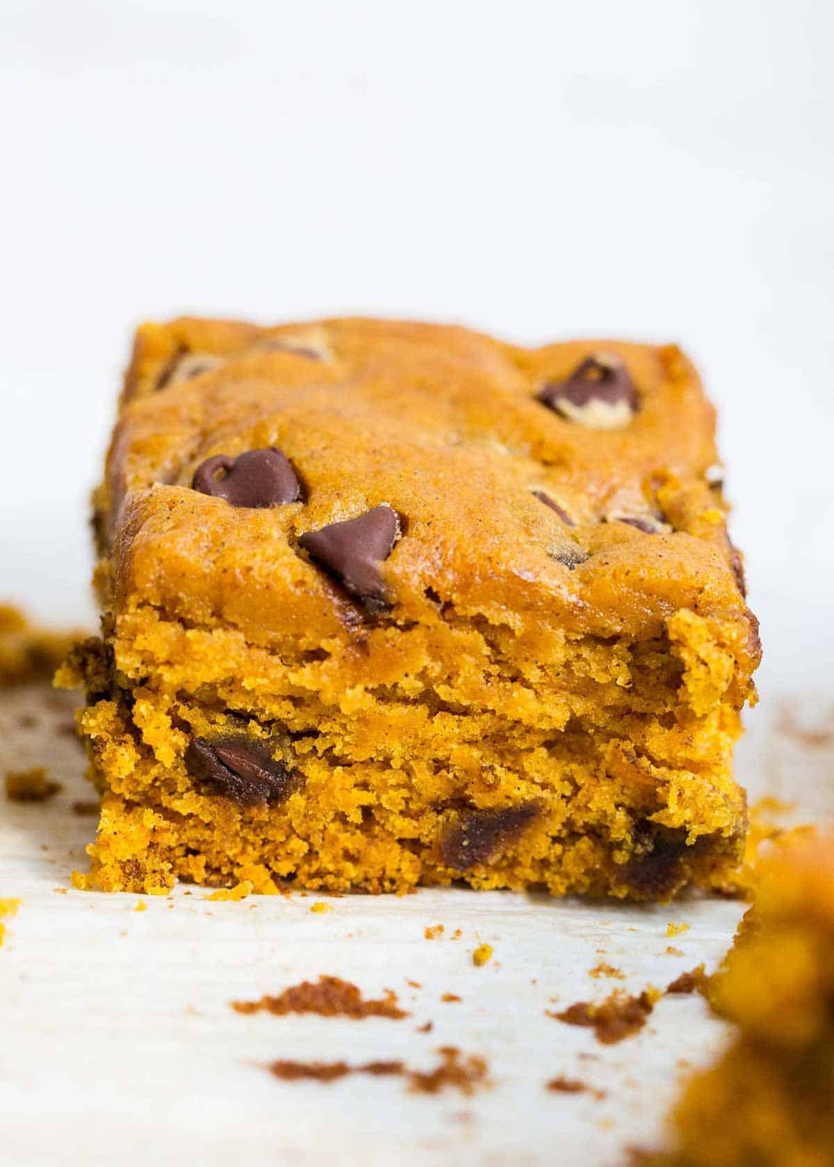 A slice of pumpkin blondies. 