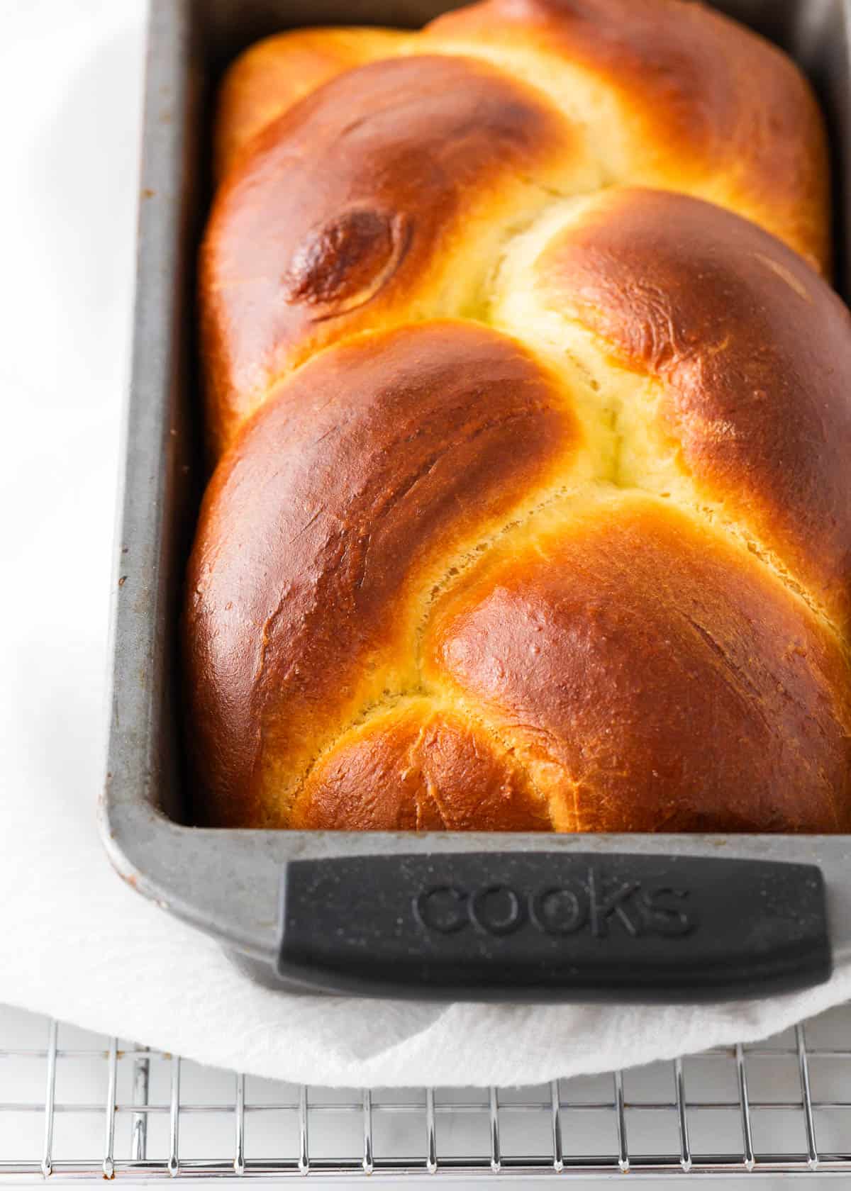 Brioche in baking sheet. 