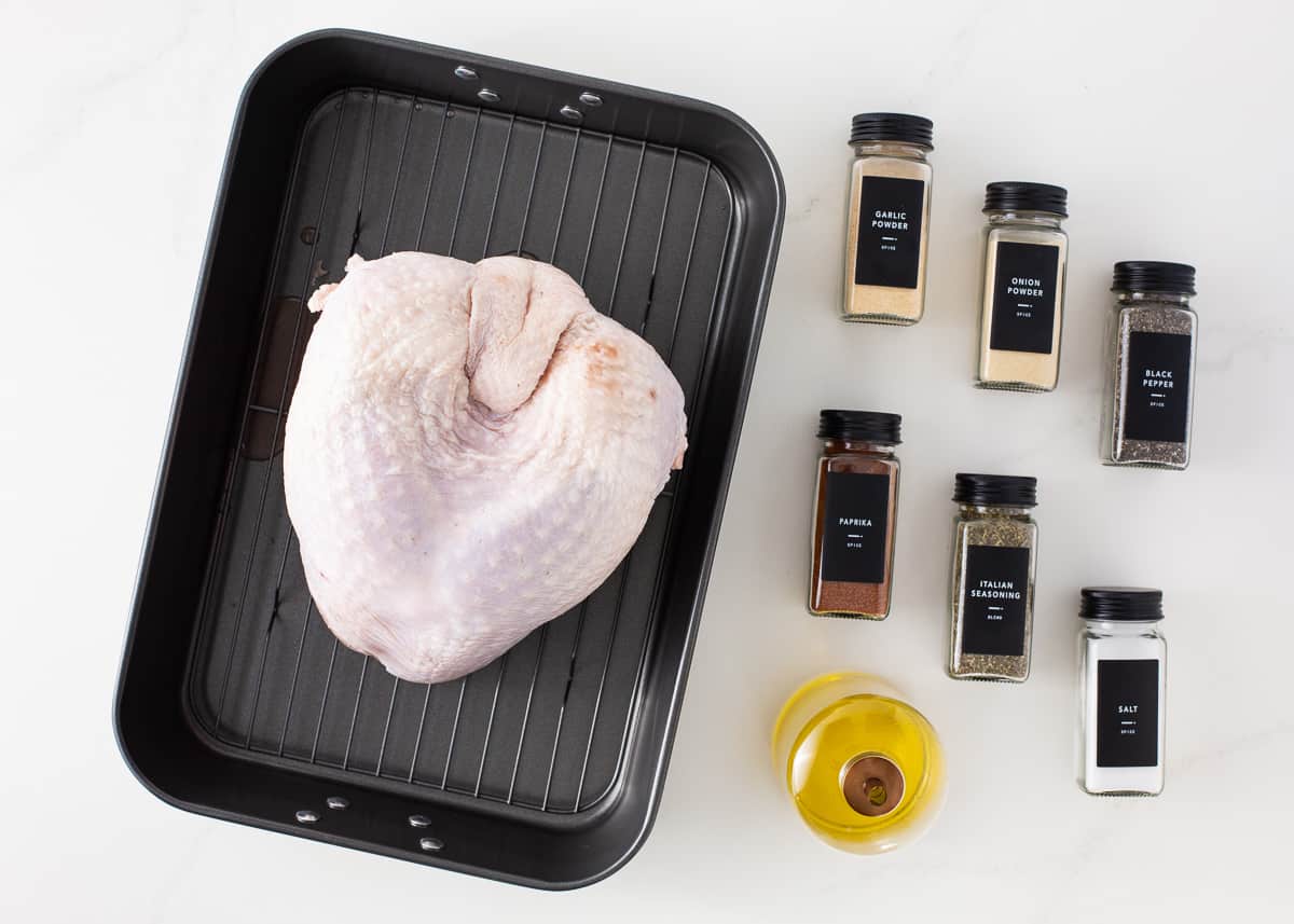 Turkey breast ingredients on the counter.