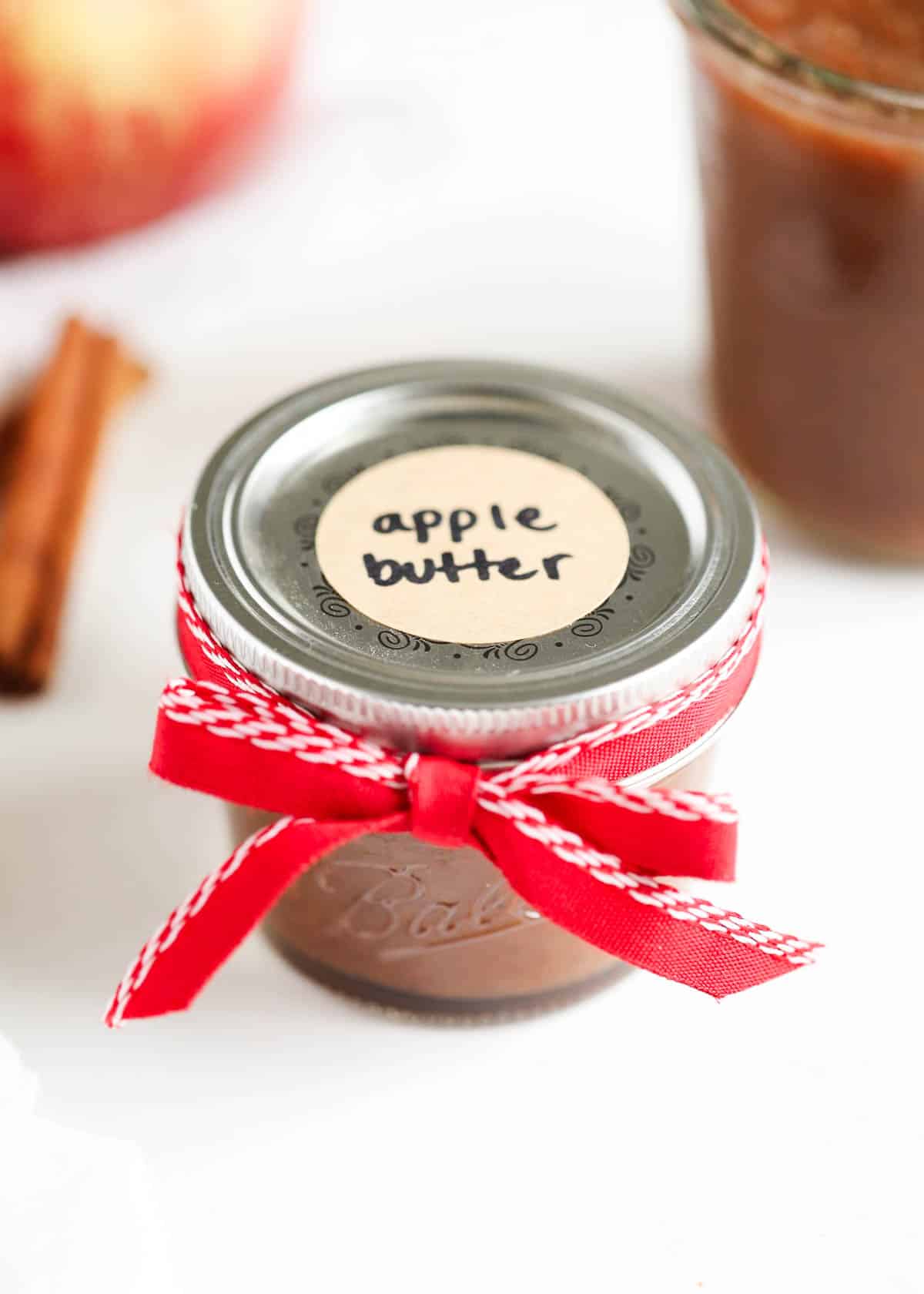 Apple butter in a jar.