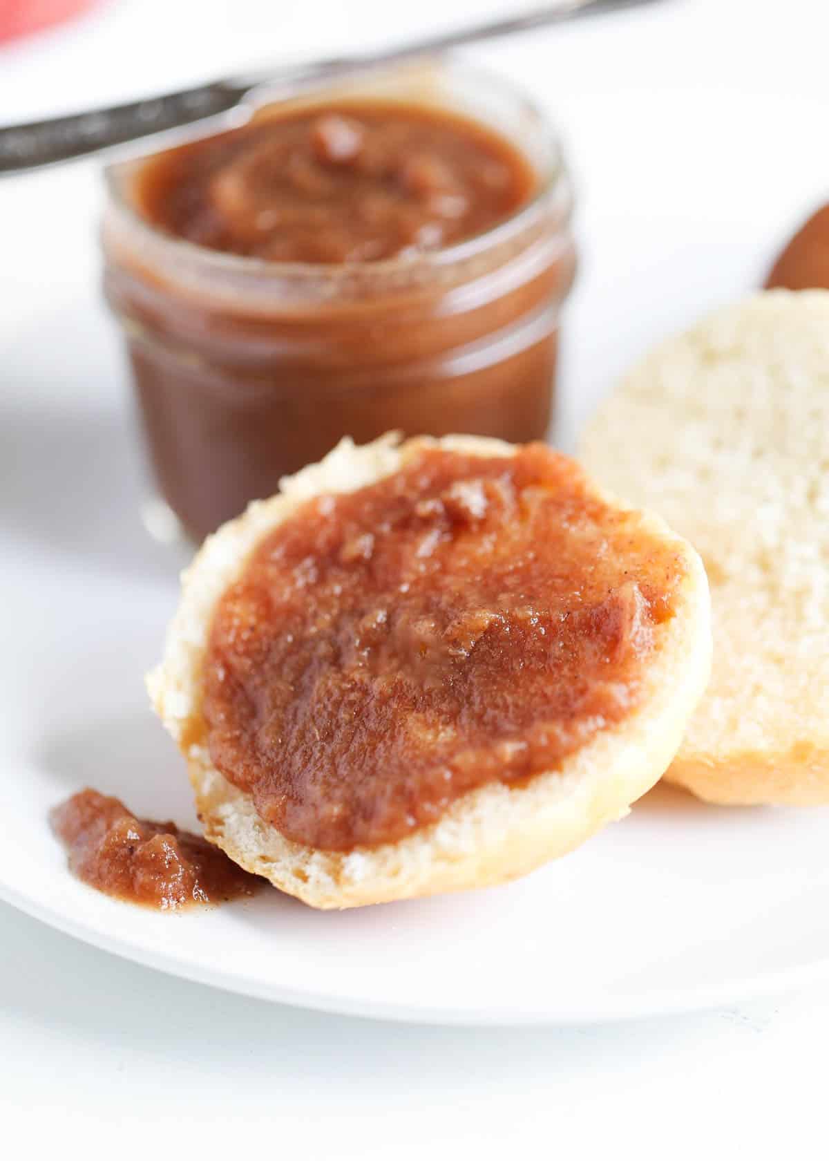 Apple butter on a biscuit.