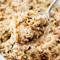 Spoonful of apple crisp.