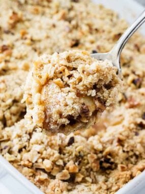 Spoonful of apple crisp.