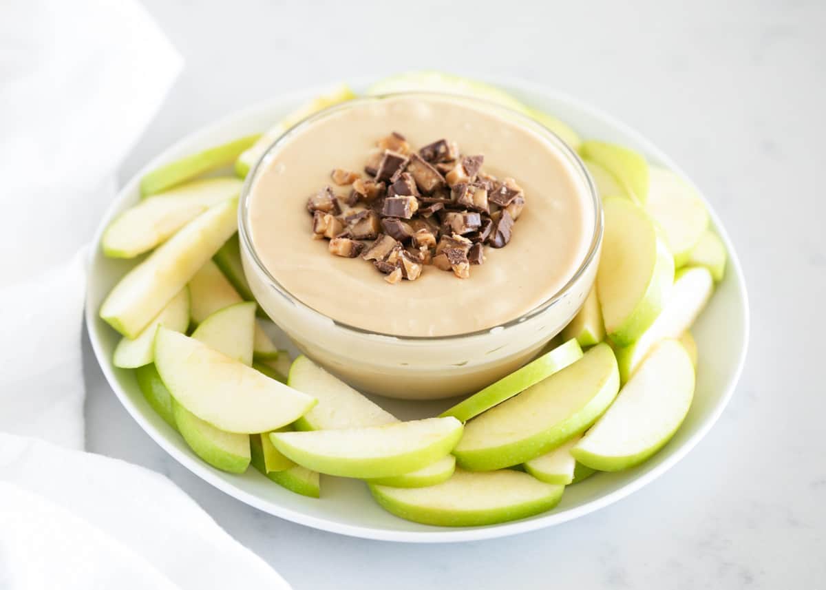 Apple dip on counter.