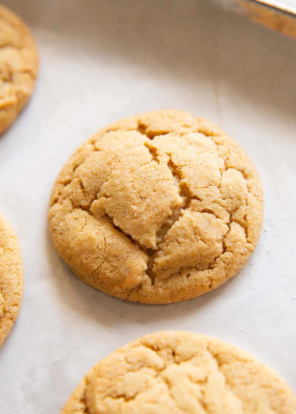 Brown sugar cookie on pan.