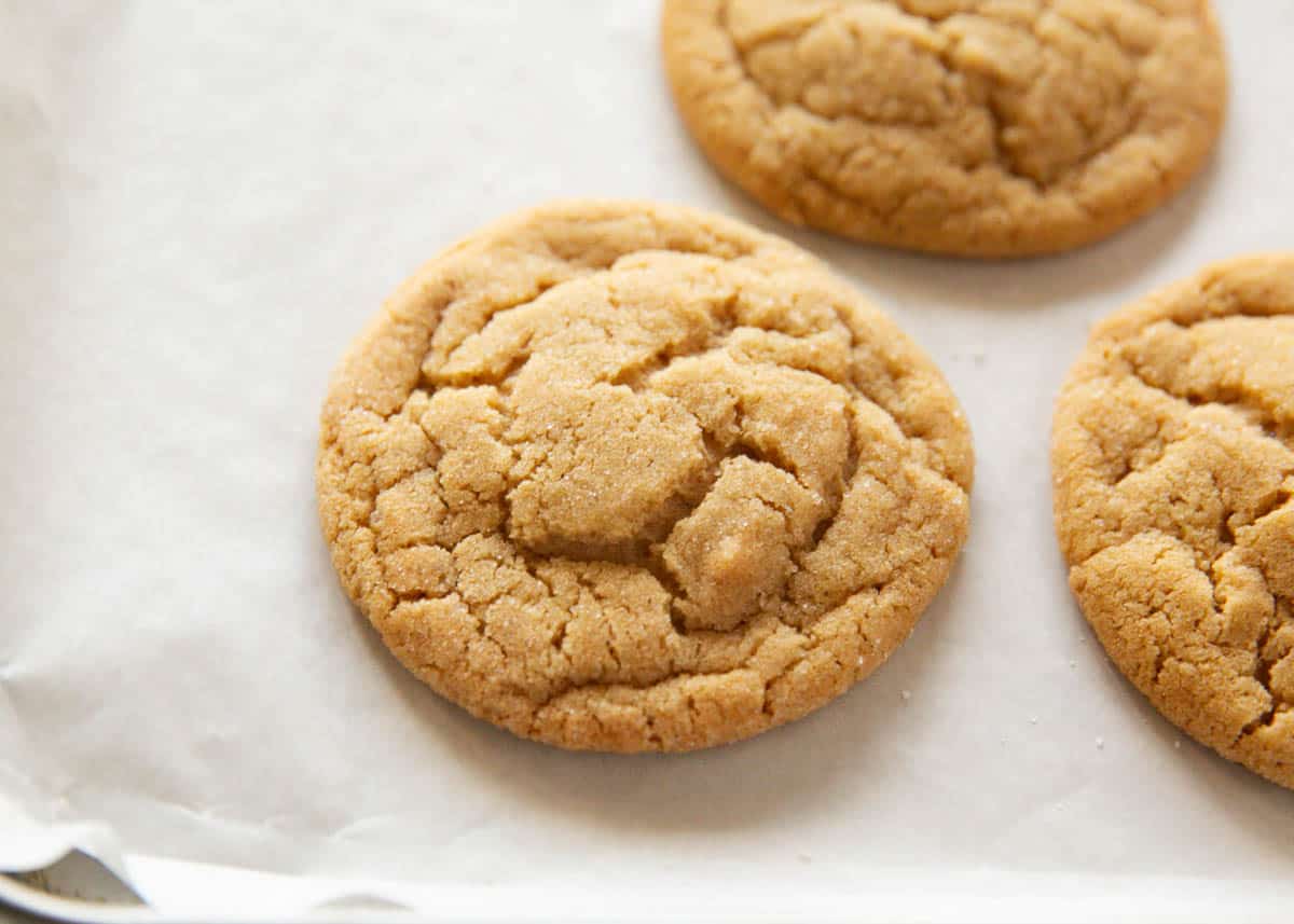 Brown sugar cookie on counter.