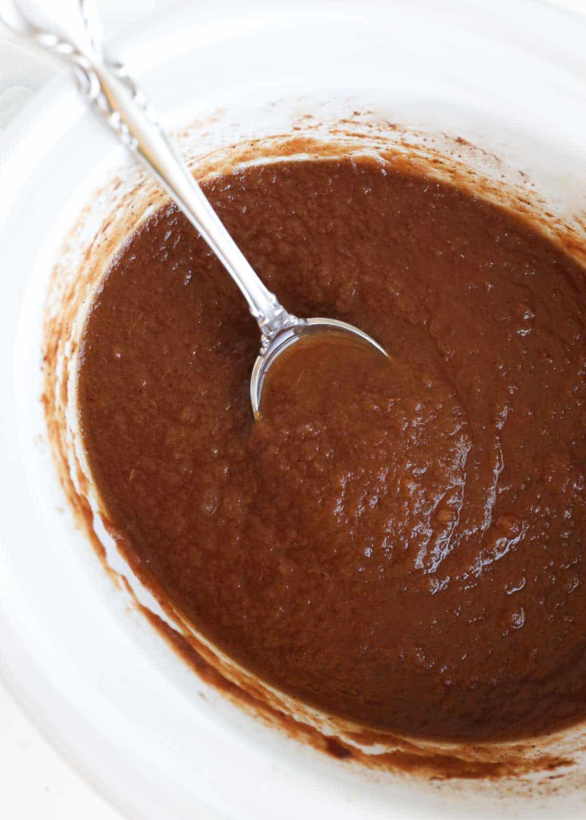 Apple butter in a crockpot.