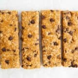 Homemade granola bars on the counter.