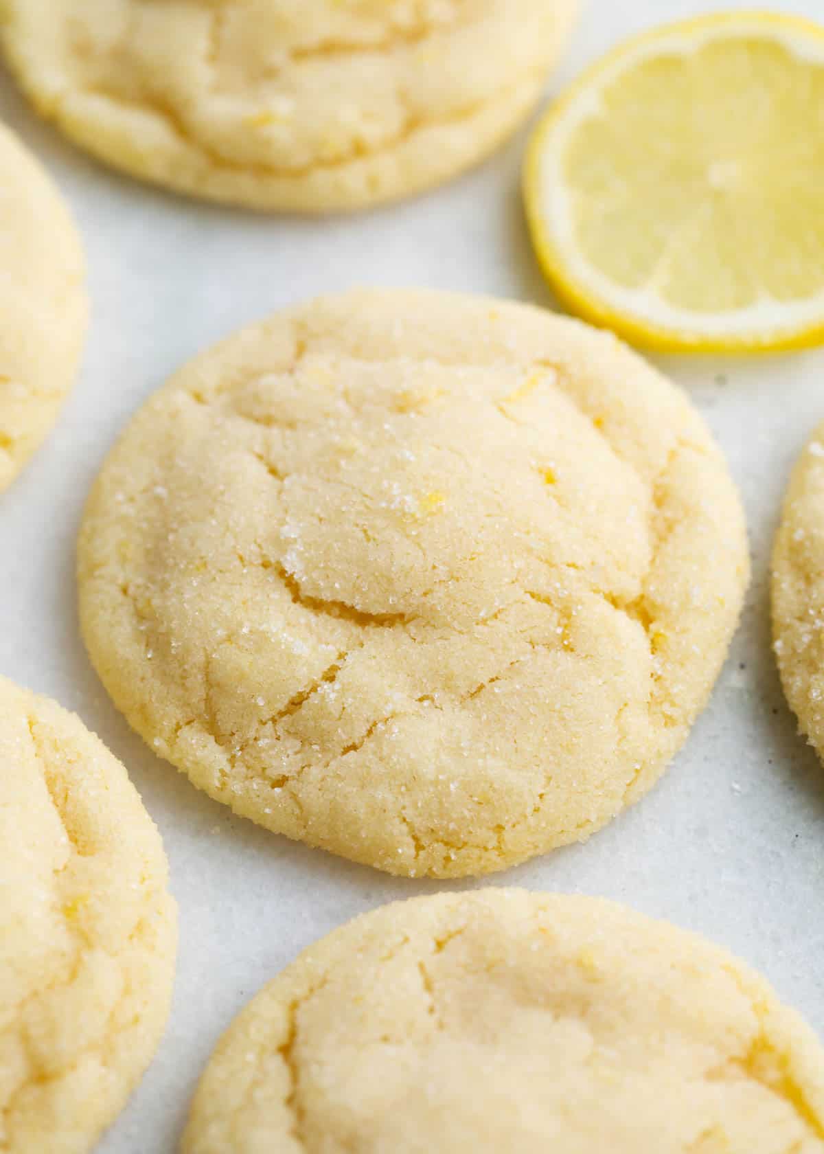 Lemon sugar cookies on the counter.