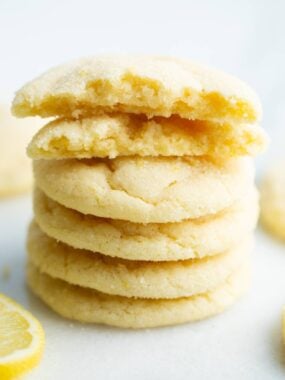 Stacked lemon sugar cookies.