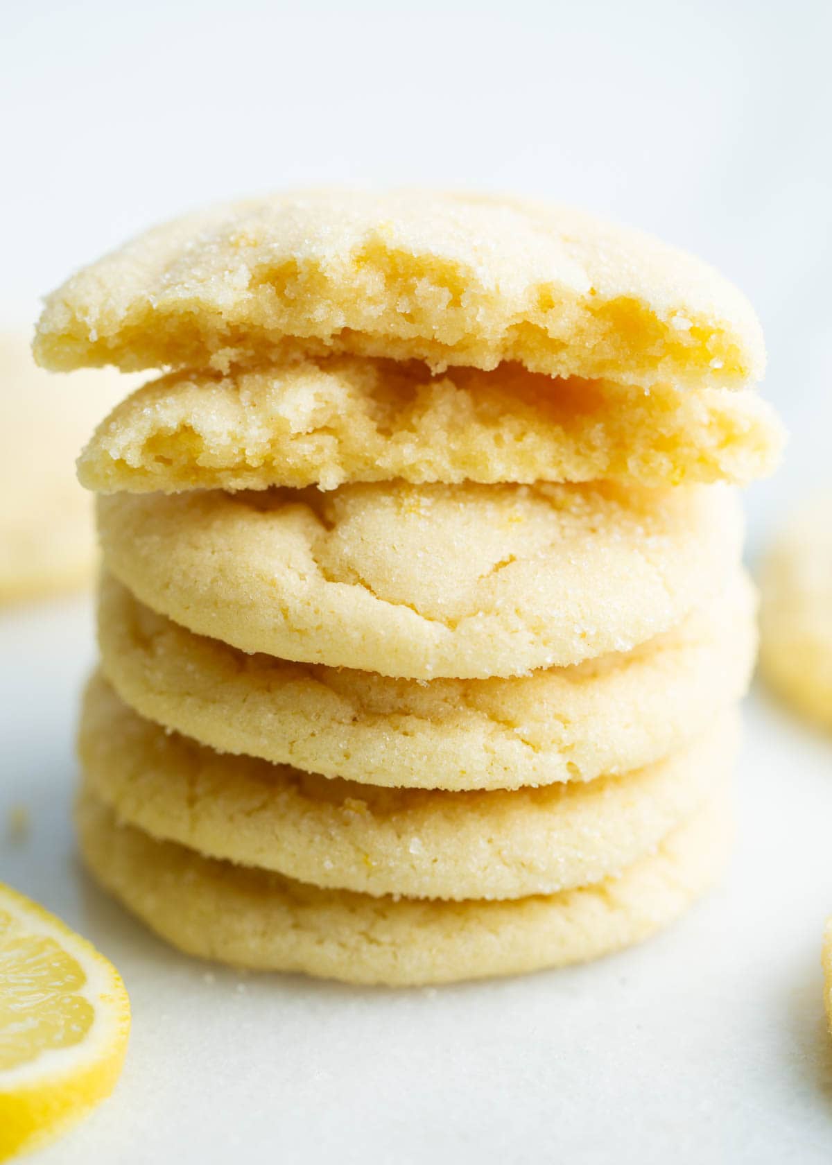 Stacked lemon sugar cookies.