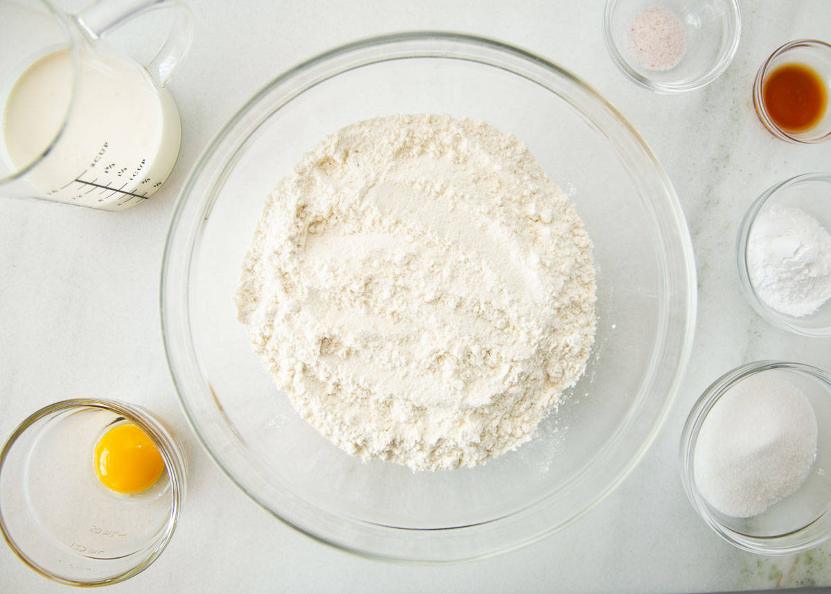 Scones ingredients on the counter.