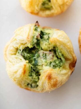 Spinach puffs on the counter.