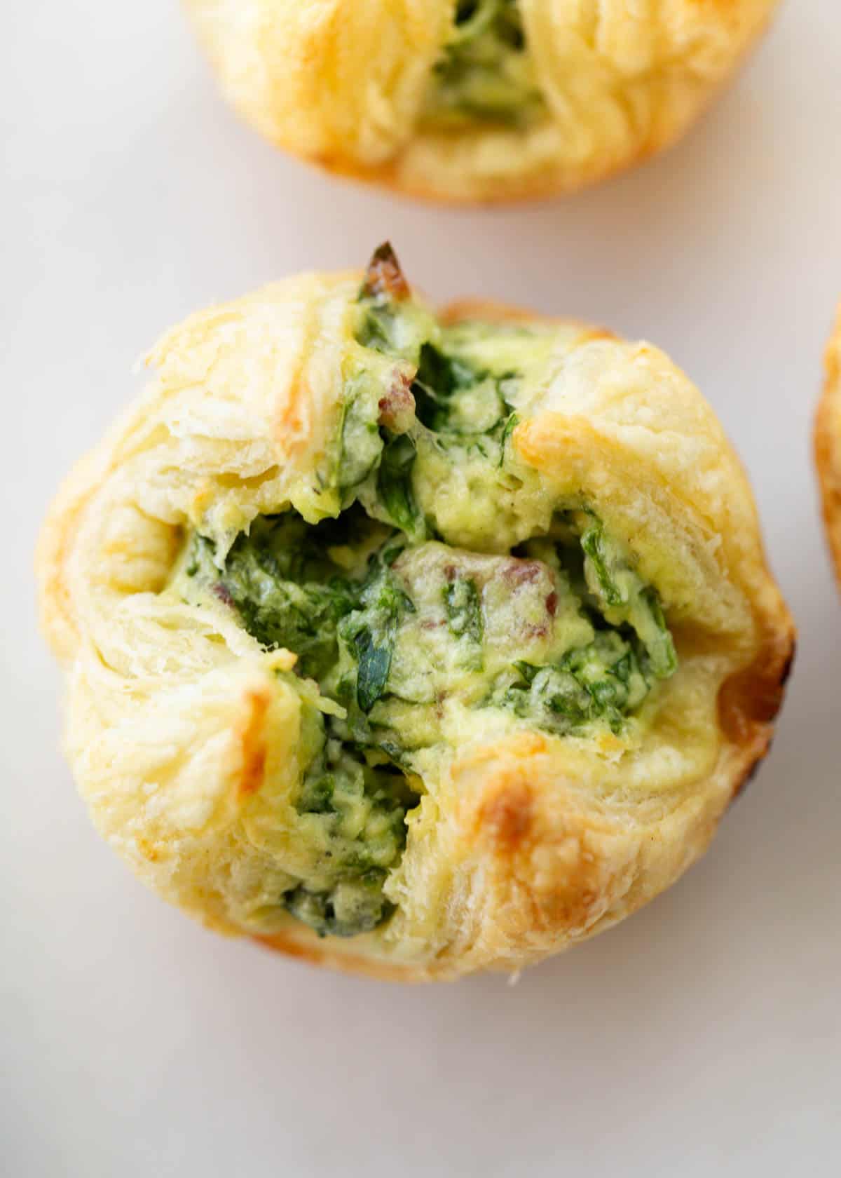 Spinach puffs on the counter.