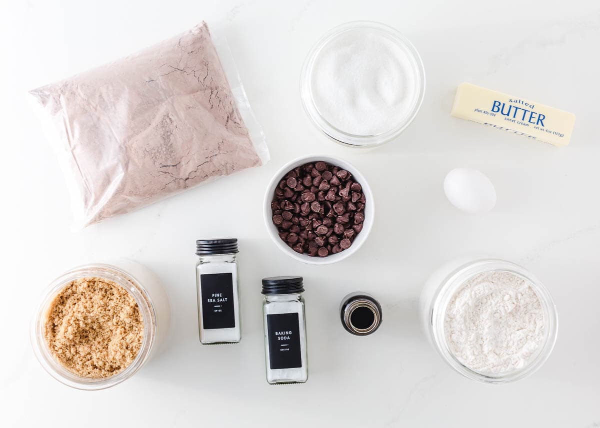 Brookies ingredients on counter.