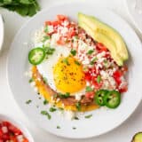 Huevos rancheros with pico on top.