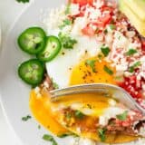 Best huevos rancheros on a plate.