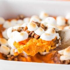 Sweet potato casserole with marshmallows.
