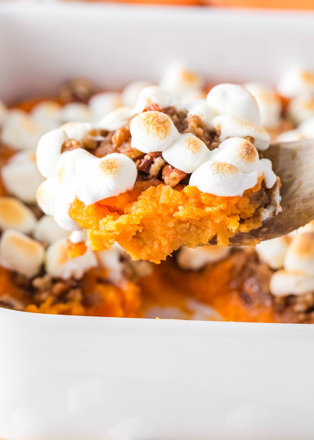 Sweet potato casserole with marshmallows.