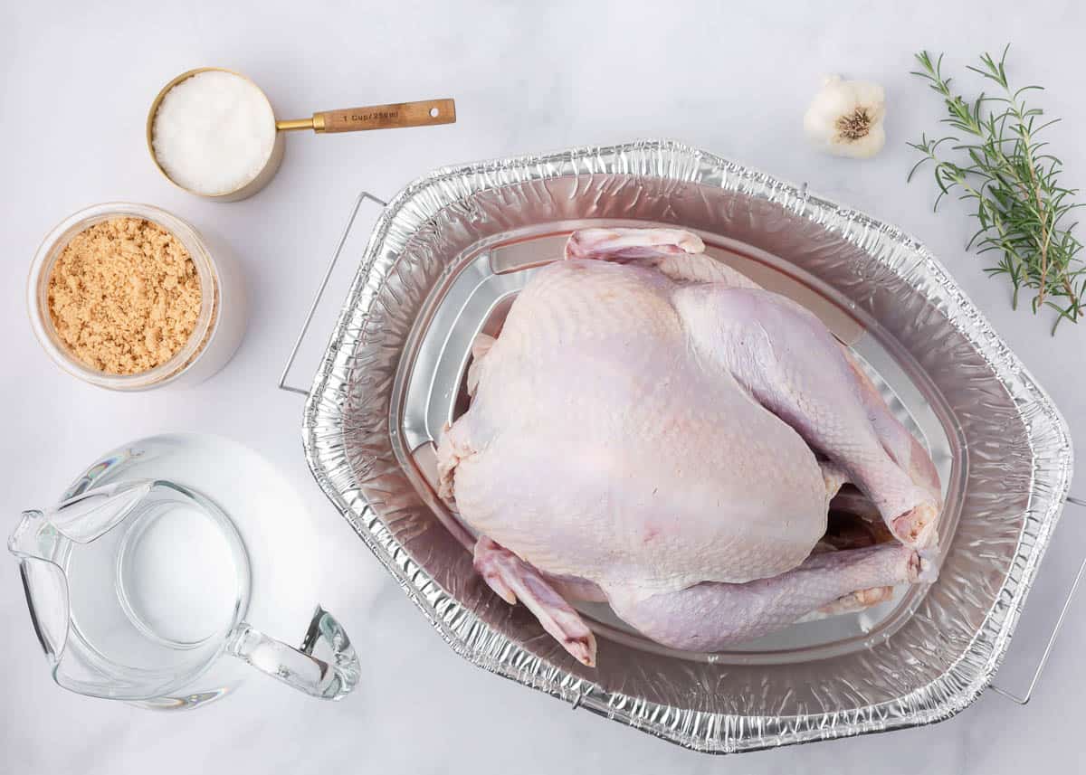 Turkey brine ingredients on counter.