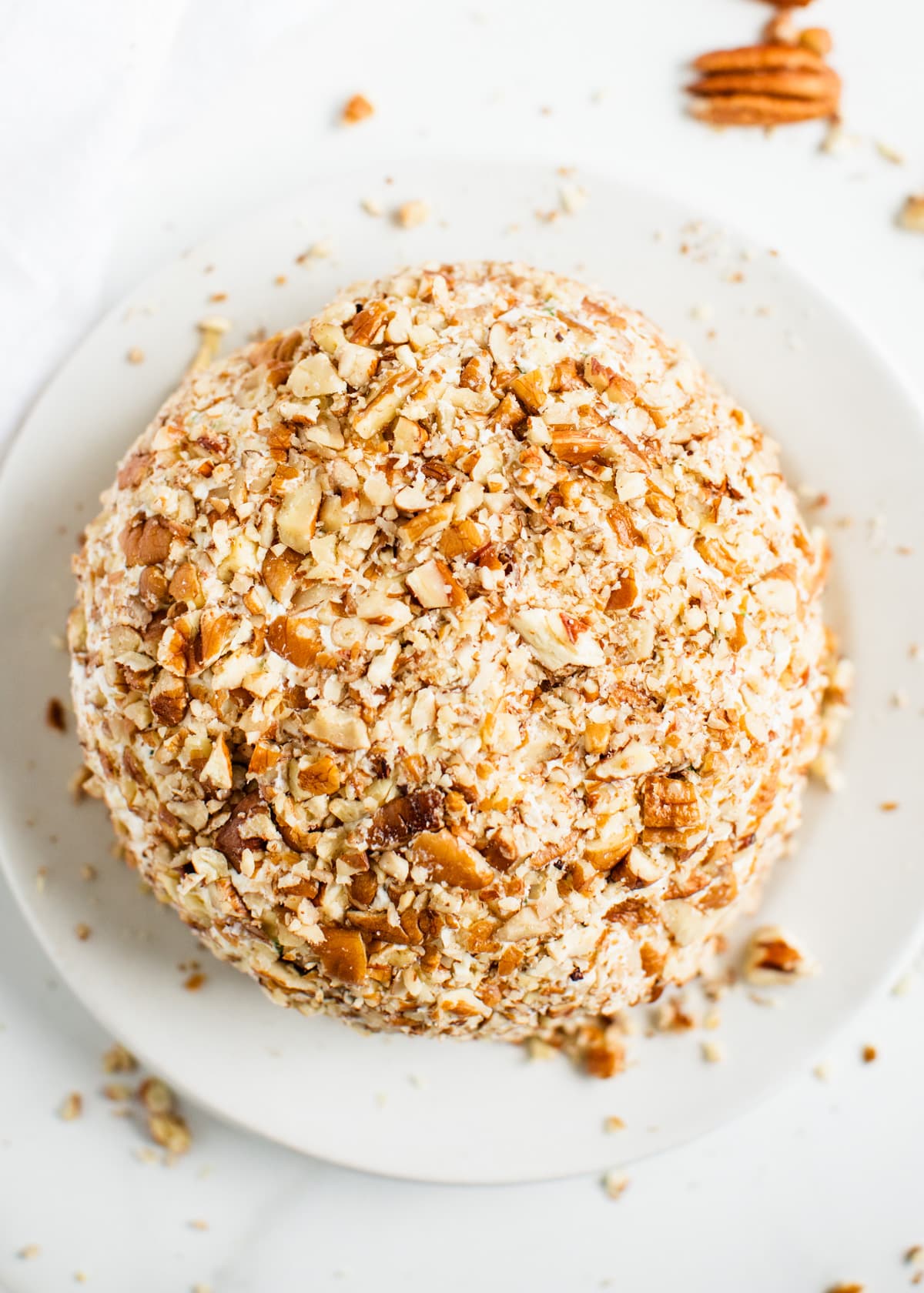 Cheese ball on a plate.