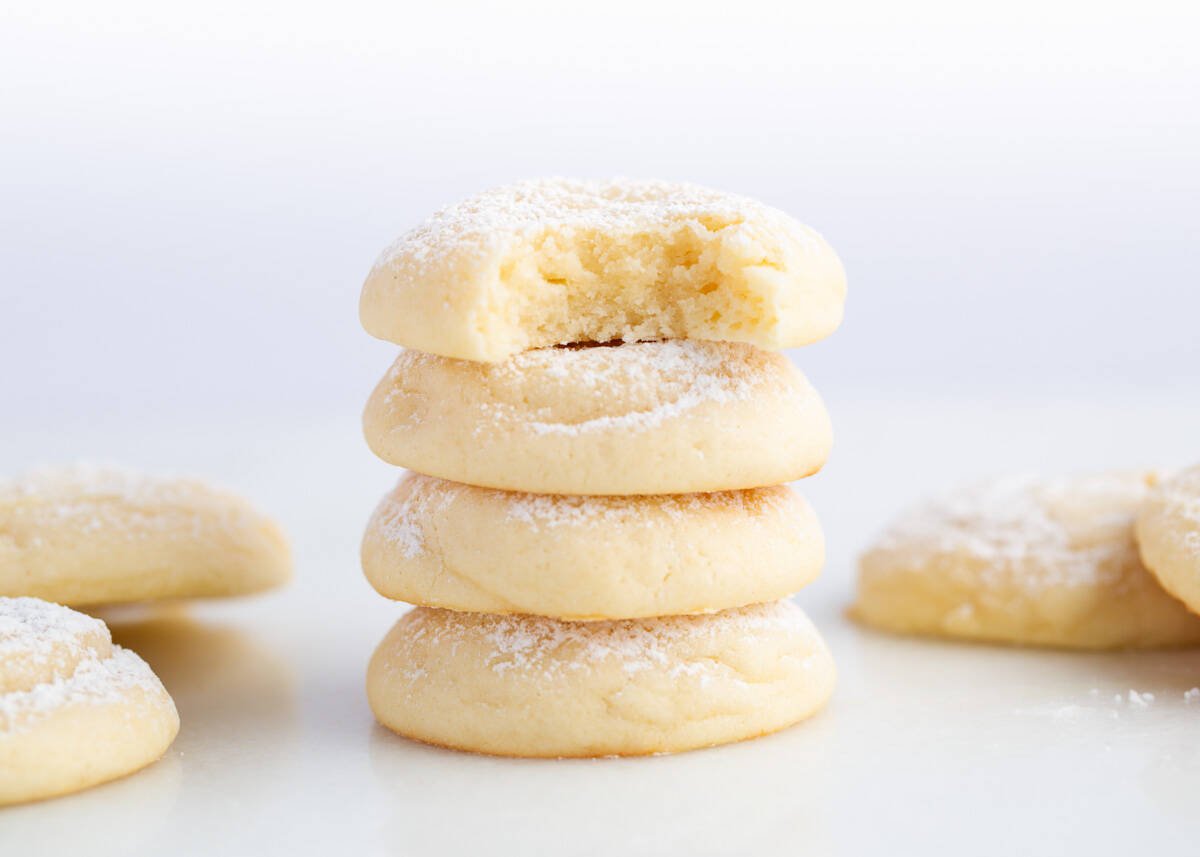 Best cream cheese cookies on counter.