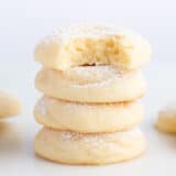 Stack of cream cheese cookies on counter.