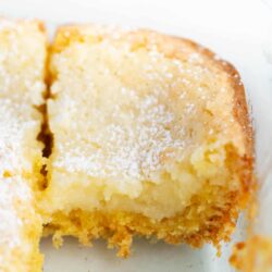 Gooey butter cake in baking dish.